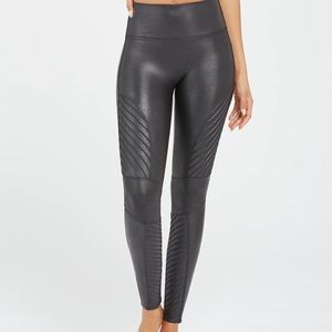 SPANX Faux Leather Moto Leggings Black